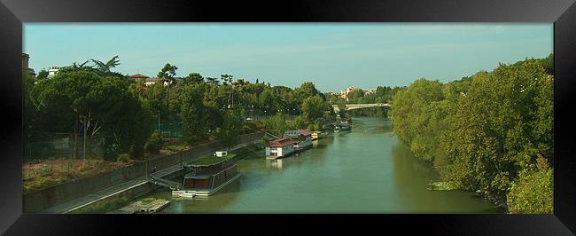 Houseboats on the Tiber Framed Print by Tom Gomez