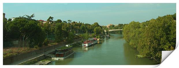 Houseboats on the Tiber Print by Tom Gomez