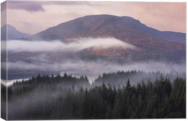 Loch Tulla morning mists Canvas Print by John Finney