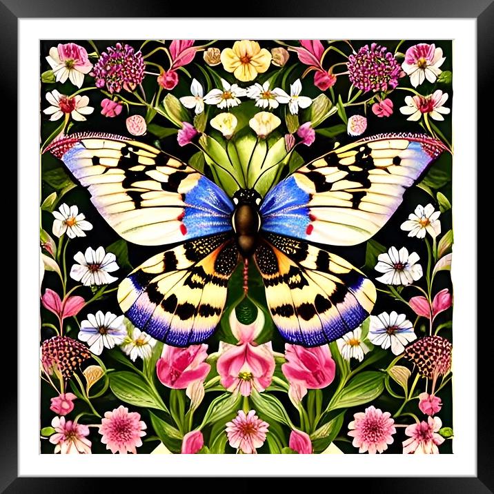 Vibrant butterfly on colourful flowers Framed Mounted Print by Scott Anderson