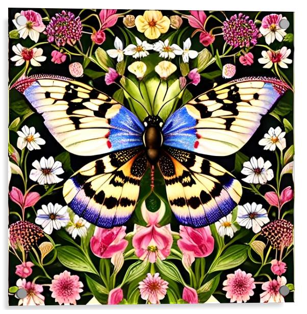Vibrant butterfly on colourful flowers Acrylic by Scott Anderson