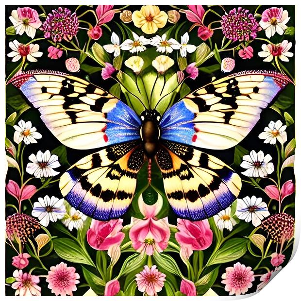 Vibrant butterfly on colourful flowers Print by Scott Anderson