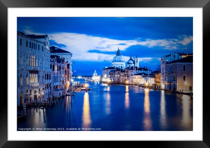 The Grand Canal In Venice At Dusk From Ponte dell'Accademia Framed Mounted Print by Peter Greenway