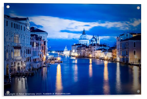 The Grand Canal In Venice At Dusk From Ponte dell'Accademia Acrylic by Peter Greenway