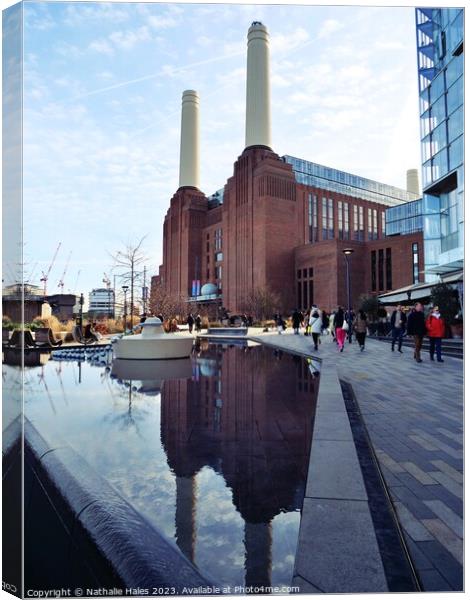Battersea Power Station with reflection Canvas Print by Nathalie Hales