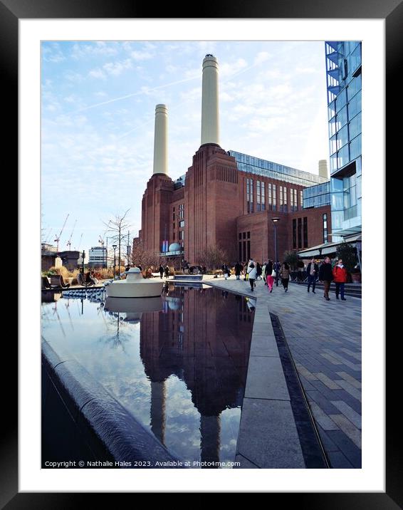 Battersea Power Station with reflection Framed Mounted Print by Nathalie Hales