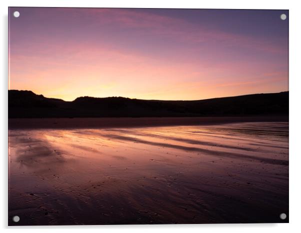 Sunrise at Croyde dunes Acrylic by Tony Twyman
