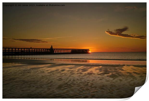 January Sunrise at the end of the pier Print by Jim Jones