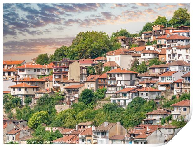 Houses in Veliko Tarnovo Bulgaria Print by Cristi Croitoru