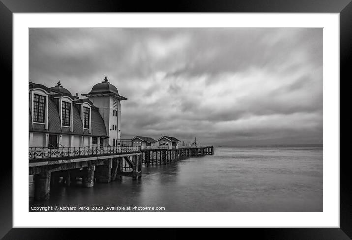 Brooding Skies Over Penarth Pier Framed Mounted Print by Richard Perks