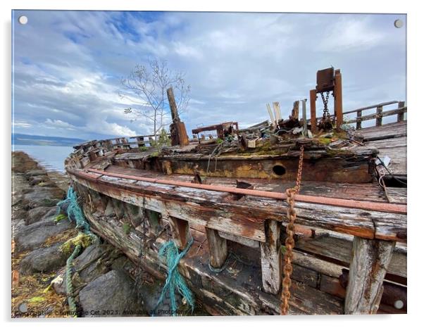 Salen Bay Shipwreck Acrylic by Gemma De Cet