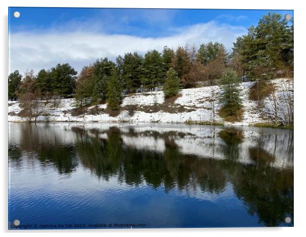 Watergrove Reservoir Winter Reflection  Acrylic by Gemma De Cet