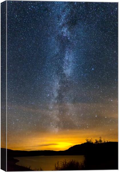 Milky Way Over Clatteringshaws Loch Canvas Print by Derek Beattie