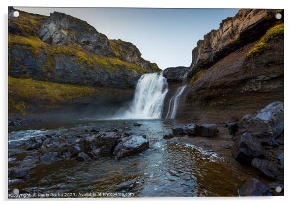 Ankafoss waterfall in northern Iceland Acrylic by Paulo Rocha