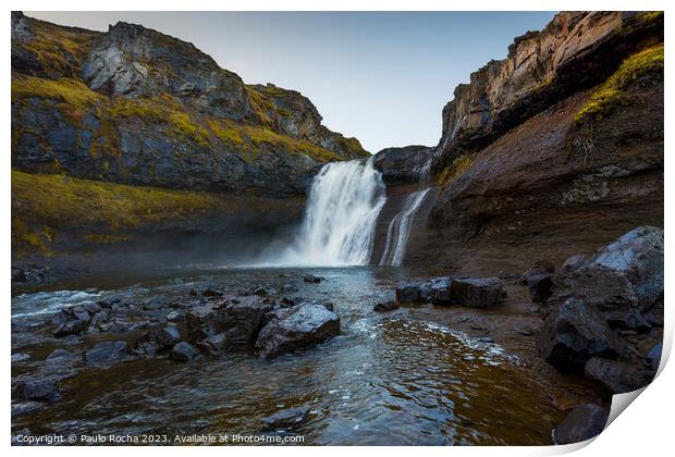 Ankafoss waterfall in northern Iceland Print by Paulo Rocha