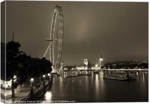 London at Night #2 Canvas Print by Neal P