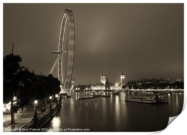 London at Night #2 Print by Neal P