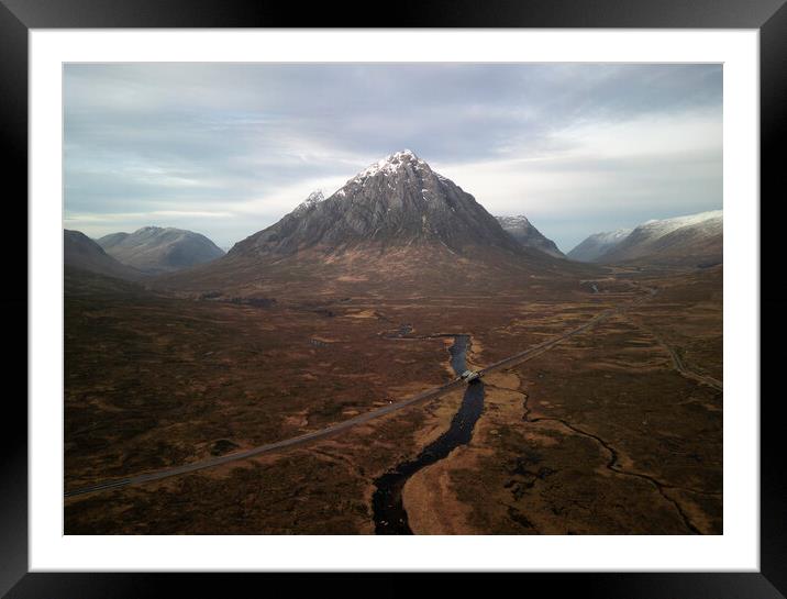 Buachaille Etive Mor from the air  Framed Mounted Print by Anthony McGeever