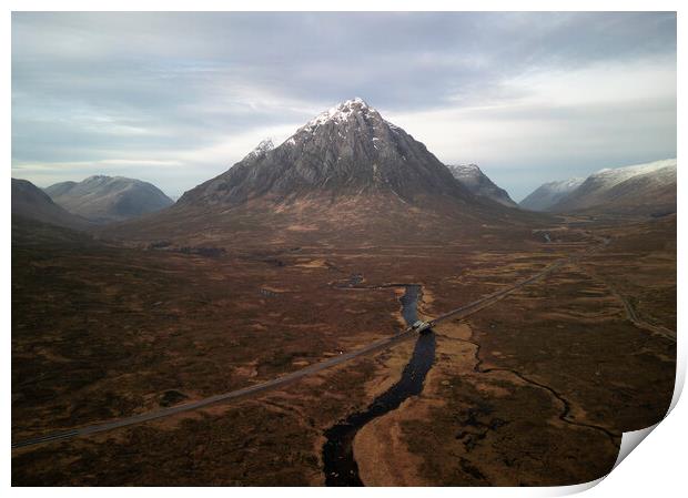 Buachaille Etive Mor from the air  Print by Anthony McGeever