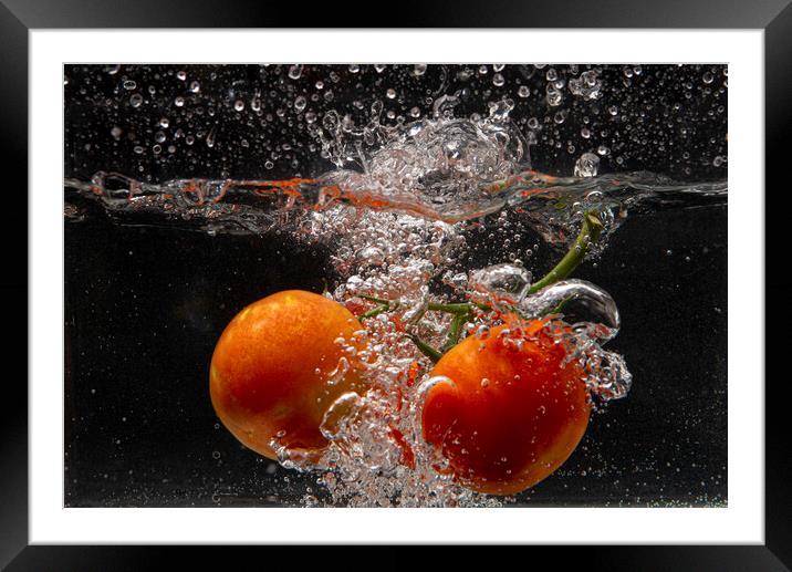 Red tomatoes kitchen art Framed Mounted Print by kathy white