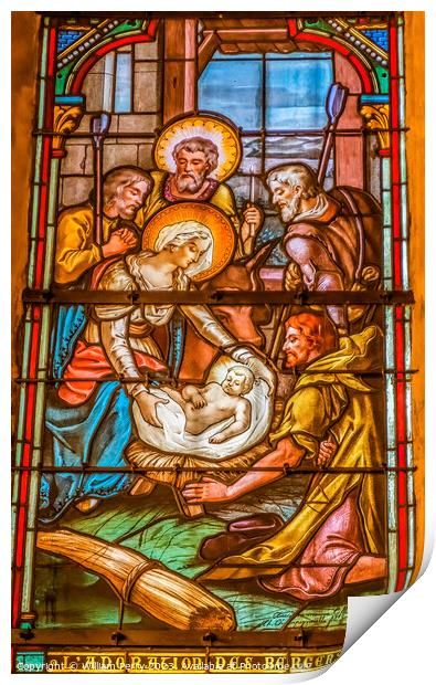 Nativity Stained Glass Notre Dame Nice France Print by William Perry