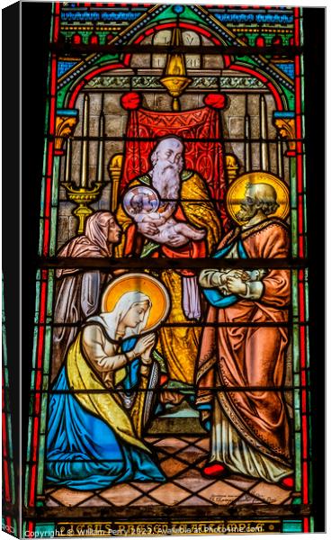 Presentation Baby Jesus Stained Glass Notre Dame Nice France Canvas Print by William Perry
