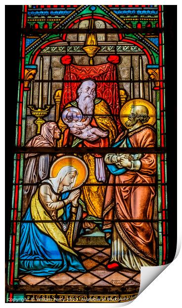 Presentation Baby Jesus Stained Glass Notre Dame Nice France Print by William Perry