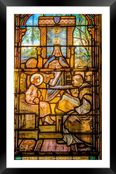 Educating King Saint Louis Stained Glass Notre Dame Nice France Framed Mounted Print by William Perry
