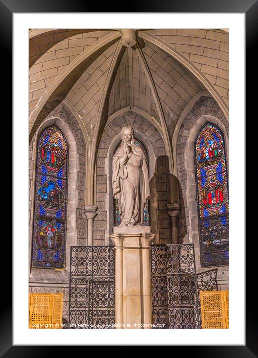 Virgin Mary Statue Stained Glass Notre Dame Church Nice France Framed Mounted Print by William Perry