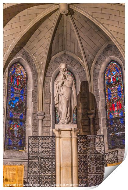 Virgin Mary Statue Stained Glass Notre Dame Church Nice France Print by William Perry