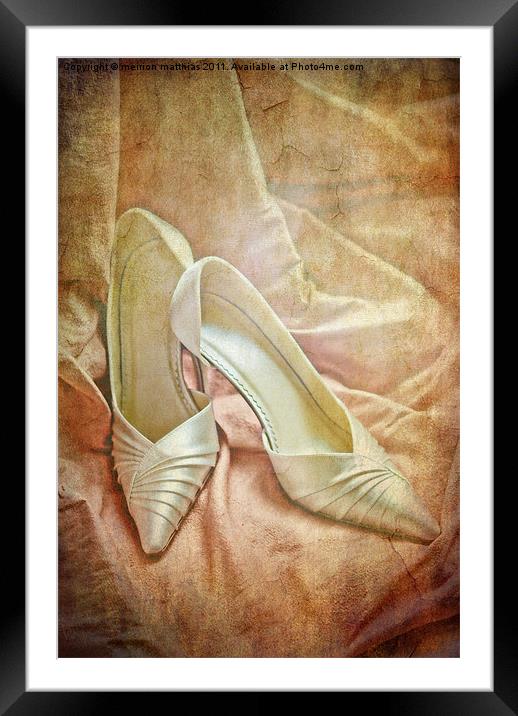 vintage wedding shoes Framed Mounted Print by meirion matthias
