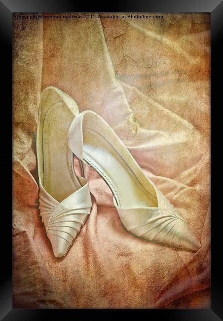 vintage wedding shoes Framed Print by meirion matthias