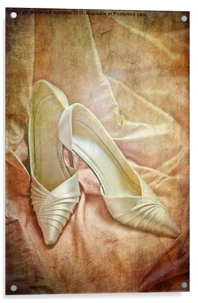 vintage wedding shoes Acrylic by meirion matthias