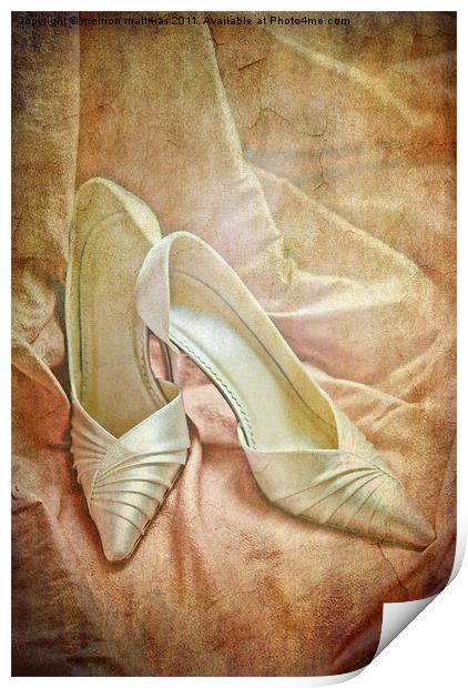 vintage wedding shoes Print by meirion matthias