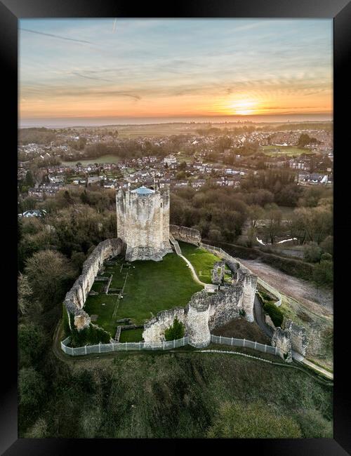 Conisbrough Castle Sunrise Framed Print by Apollo Aerial Photography