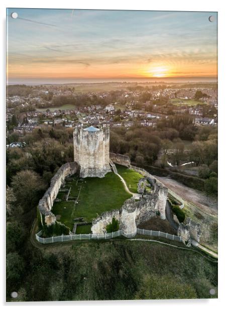 Conisbrough Castle Sunrise Acrylic by Apollo Aerial Photography