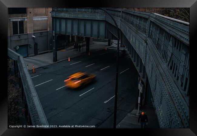 New York Taxi Framed Print by James Brodnicki