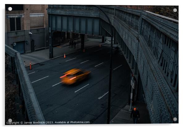 New York Taxi Acrylic by James Brodnicki