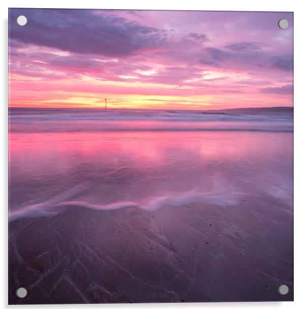 Surreal Pink Tide Sunrise Acrylic by Tim Hill
