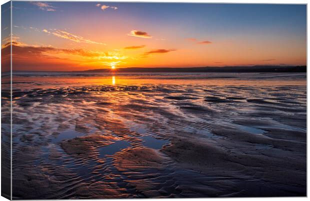 Golden Hour Sunrise over Filey Beach Canvas Print by Tim Hill