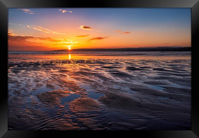 Golden Hour Sunrise over Filey Beach Framed Print by Tim Hill