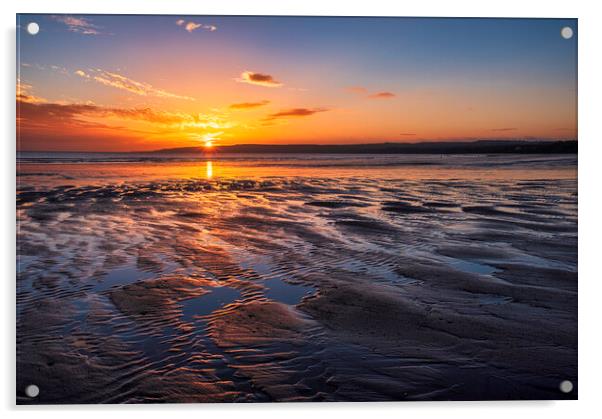 Golden Hour Sunrise over Filey Beach Acrylic by Tim Hill