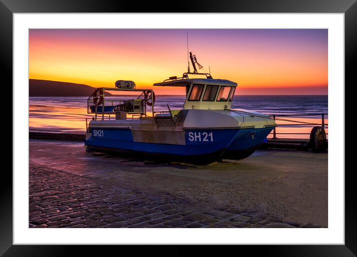 Filey boat ramp and Brigg at Sunrise Framed Mounted Print by Tim Hill
