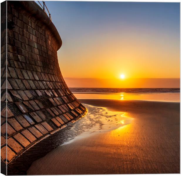 Golden Sunrise over Filey Beach Canvas Print by Tim Hill