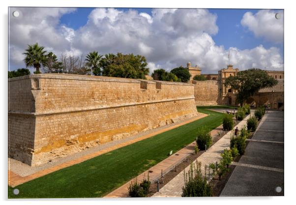 Wall of Silent City of Mdina in Malta Acrylic by Artur Bogacki