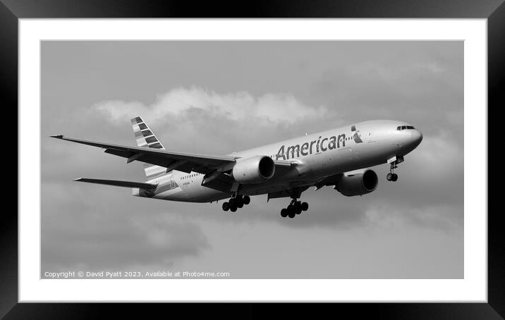 American Airlines Boeing 777 Panorama Framed Mounted Print by David Pyatt
