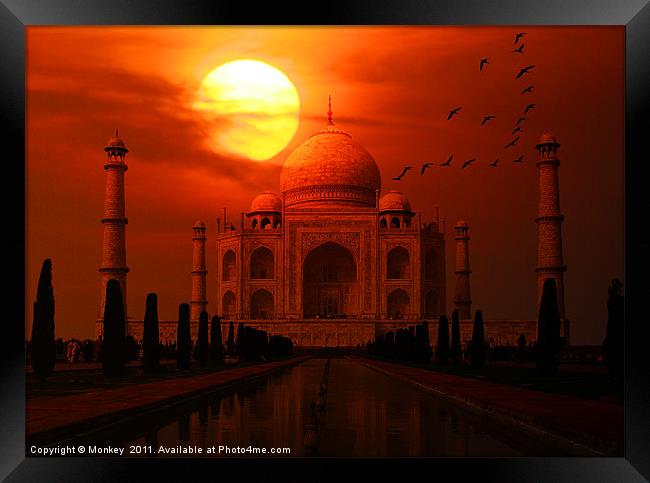 Taj Mahal Sunset Framed Print by Anthony Michael 