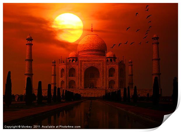 Taj Mahal Sunset Print by Anthony Michael 