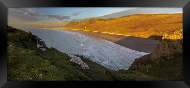 Rhossili Bay on the Gower peninsula Framed Print by Leighton Collins