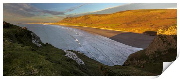 Rhossili Bay on the Gower peninsula Print by Leighton Collins